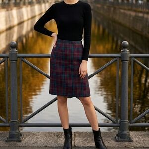 Jan Leslie Vintage Wool Blend Jan Leslie Multicolor Plaid Pencil Skirt